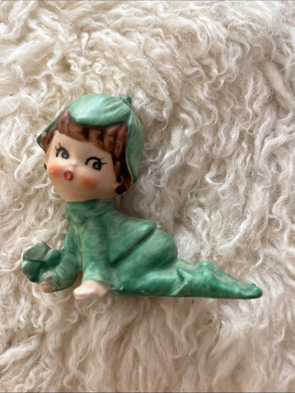 Vintage Green Pixie Figurine